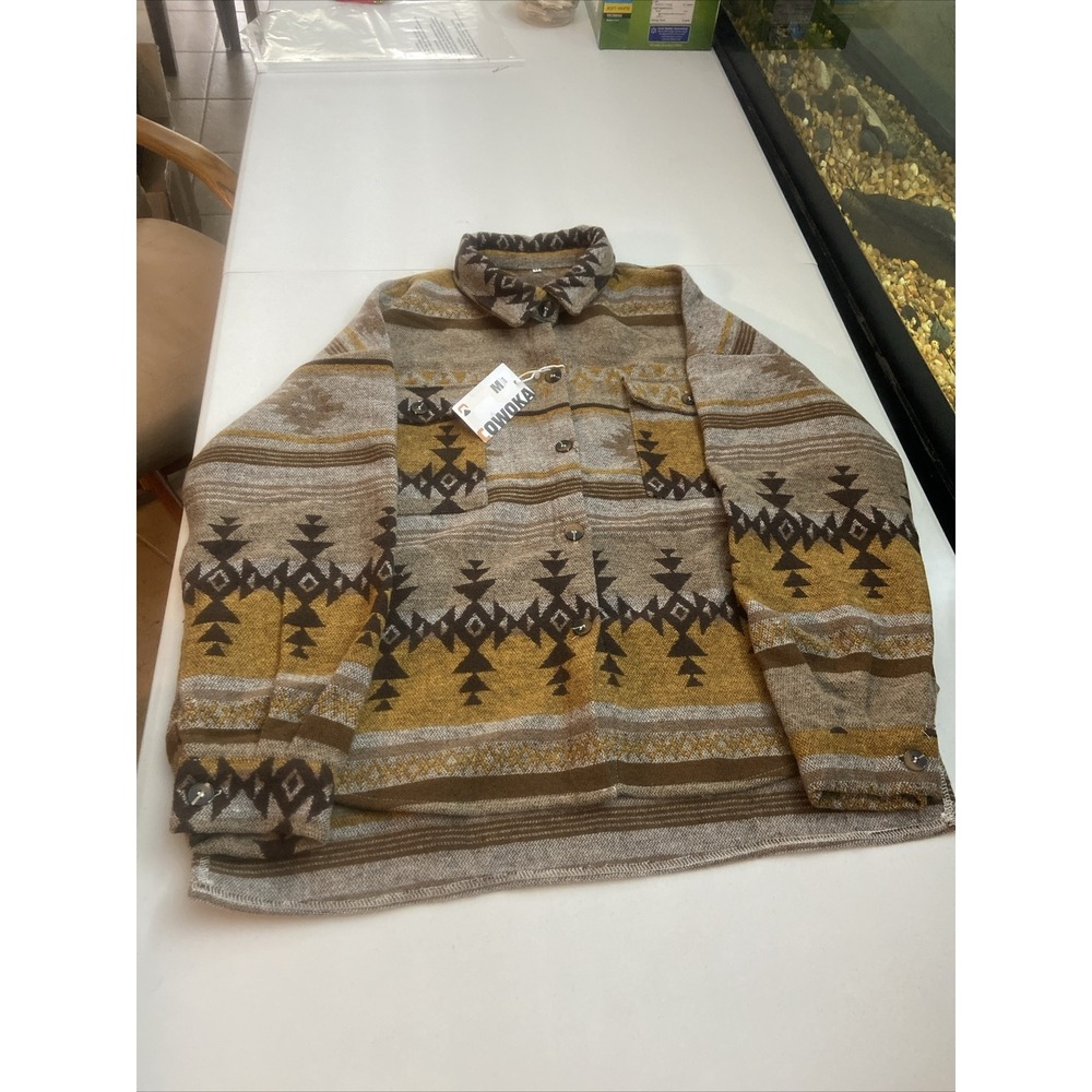 Cowoka women's Aztec Button Sweatshirt Medium